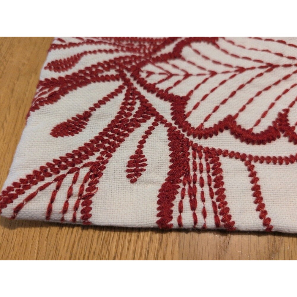 Pottery Barn Embroidered Red Floral Linen 20" Pillow Cover Cottage Core - Picture 2 of 9